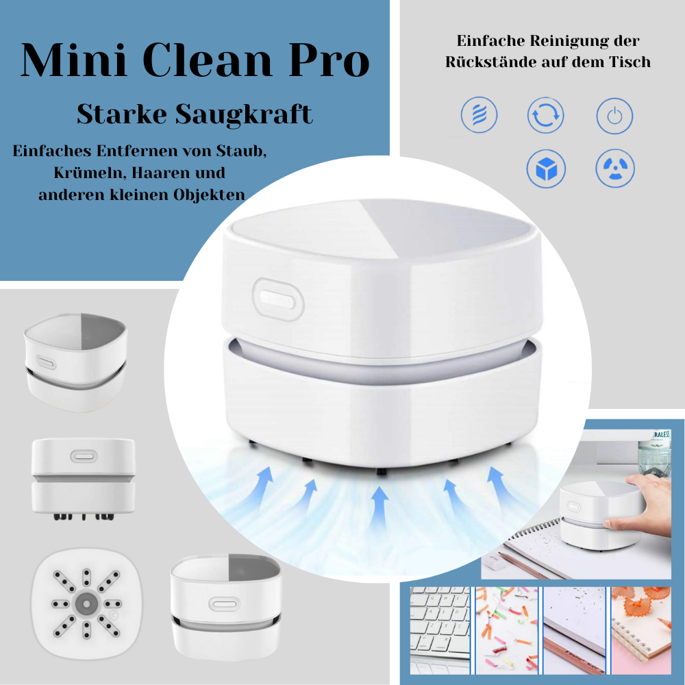 MiniClean Pro - Der Nr. 1 Tischsauger inkl. GRATIS USB-C Kabel + Reinigungsbürste